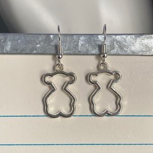 New Handmade Teddy Bear Pewter Charm Earrings